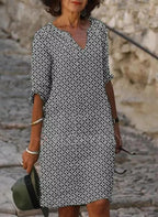 Women's midi dress flattering body-hugging fit, versatile day to night style