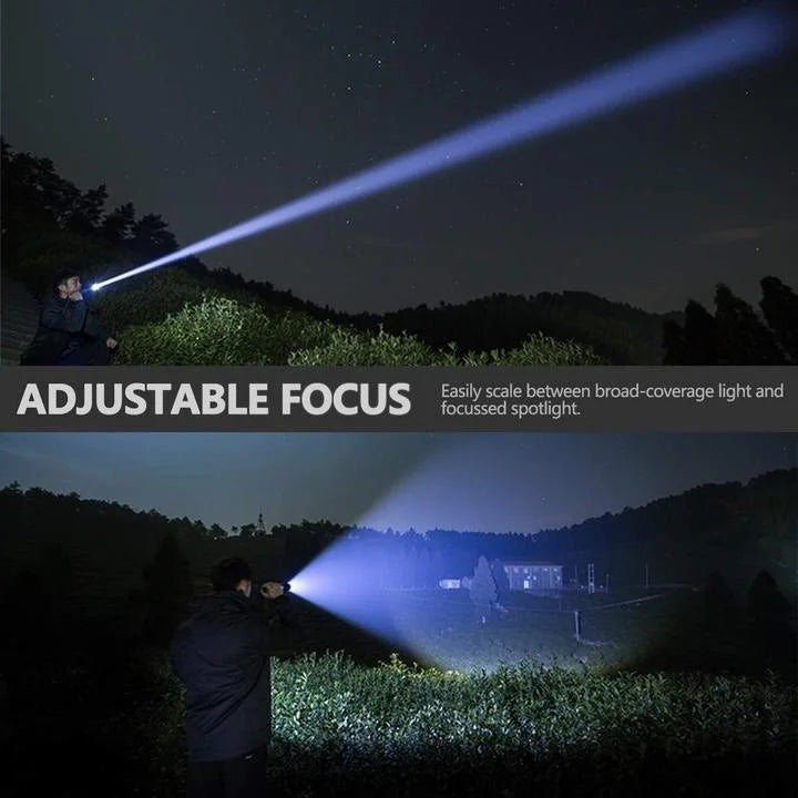 High-power XHP50 flashlight 90000 lumens, zoomable, USB rechargeable, waterproof