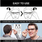 Adjustable prescription glasses with dual lens magnification dials lightweight frame