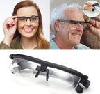 Adjustable prescription glasses with dual lens magnification dials lightweight frame
