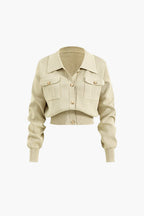 Women 2 piece knit blazer skirt set ribbed with gold button detail