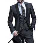 Men 3 piece suit set blazer waistcoat trousers tailored modern fit