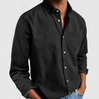 Men casual long sleeve button up shirt with lapel collar
