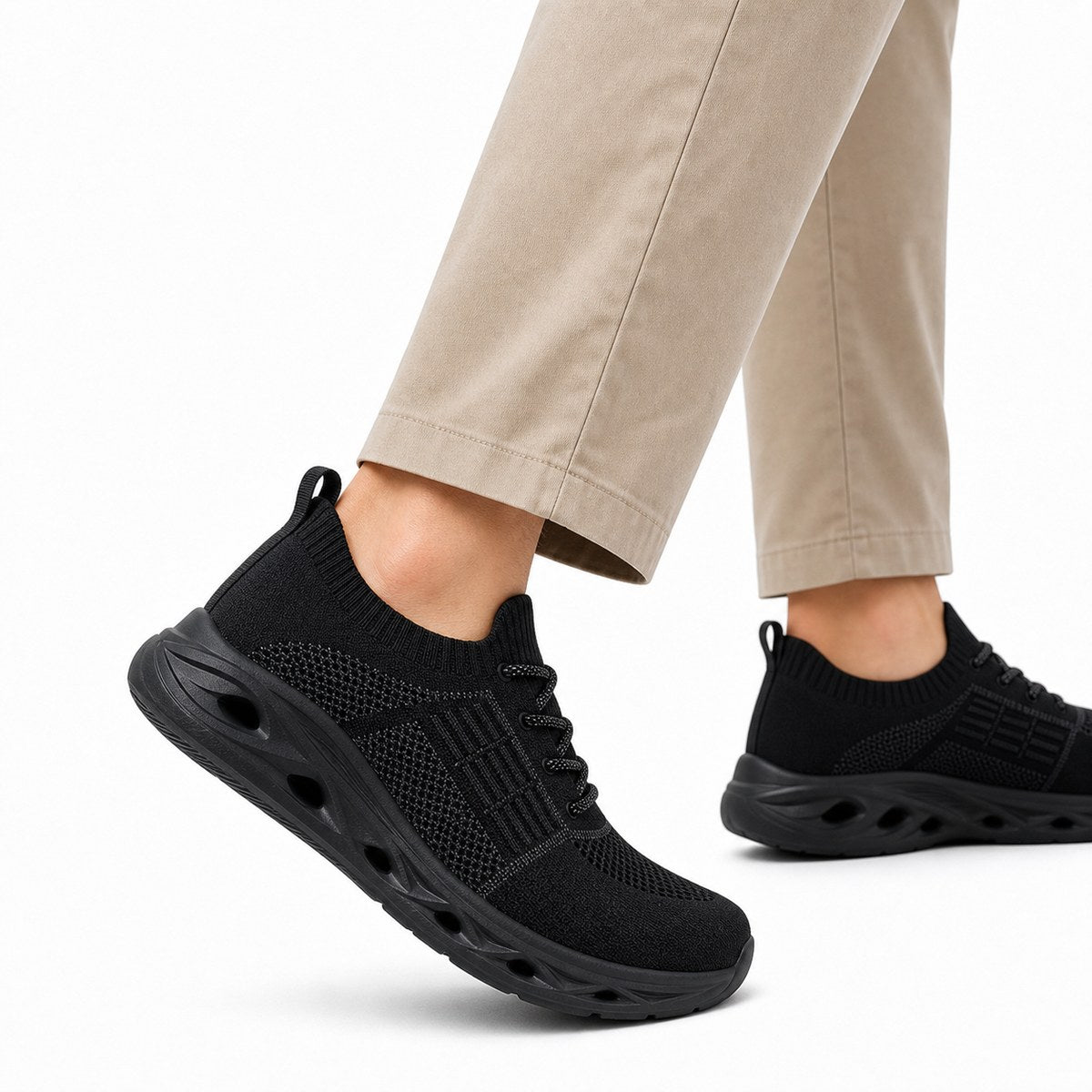 Walking sneakers wide toe box orthopedic flexible sole lace-up, available in 6 colours