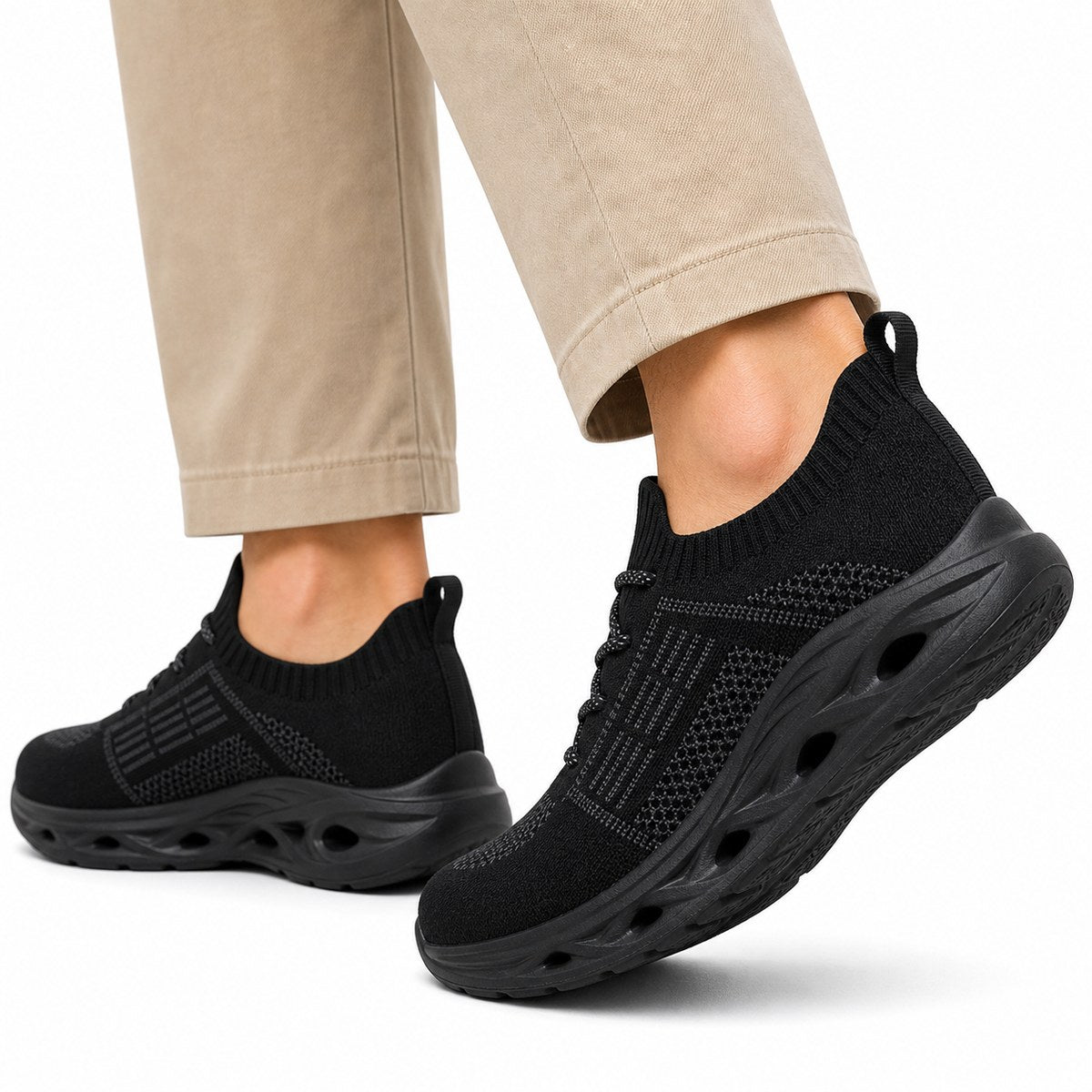 Walking sneakers wide toe box orthopedic flexible sole lace-up, available in 6 colours