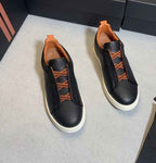 Men's Leather Sneakers | Low-Top, Black | Casual