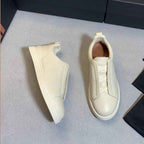 Men's Leather Sneakers | Low-Top, Black | Casual
