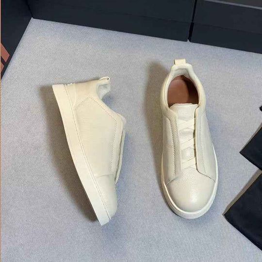 Men's Leather Sneakers | Low-Top, Black | Casual