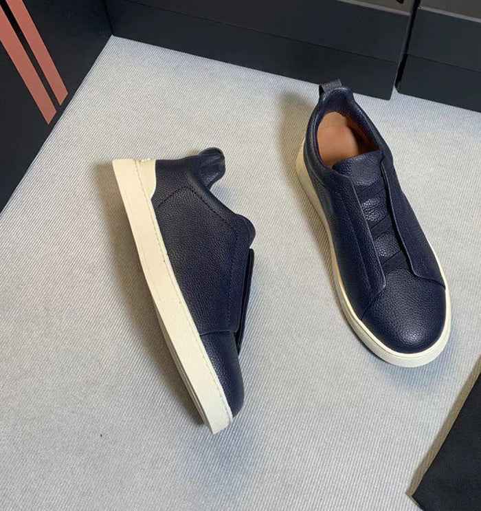Men's Leather Sneakers | Low-Top, Black | Casual