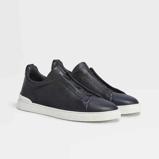 Men's Leather Sneakers | Low-Top, Black | Casual