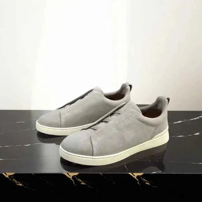 Men's Leather Sneakers | Low-Top, Black | Casual