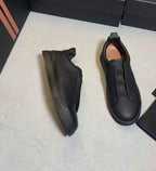 Men's Leather Sneakers | Low-Top, Black | Casual