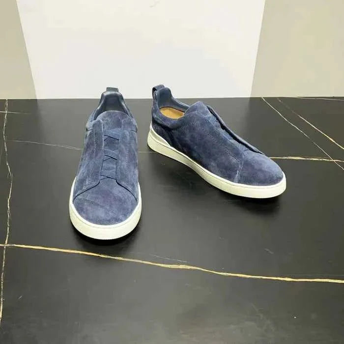Men's Leather Sneakers | Low-Top, Black | Casual
