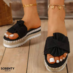 Women orthopedic bow tie wedge sandals peep toe slip-on platform