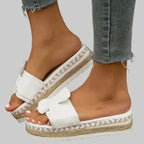 Women orthopedic bow tie wedge sandals peep toe slip-on platform