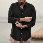 Men's lightweight breathable casual button-up shirt, relaxed fit