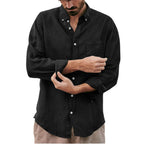 Men's lightweight breathable casual button-up shirt, relaxed fit