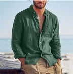Men's lightweight breathable casual button-up shirt, relaxed fit