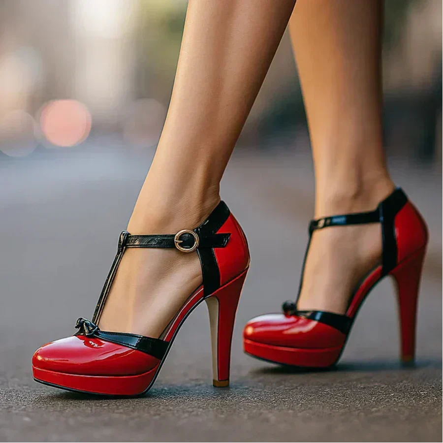 Women block heel pumps almond toe in multiple colours