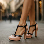 Women block heel pumps almond toe in multiple colours