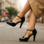 Women block heel pumps almond toe in multiple colours