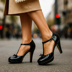 Women block heel pumps almond toe in multiple colours