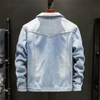 Unisex denim jacket wind resistant with soft interior lining in light blue dark blue and black