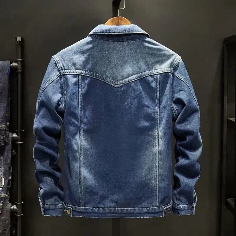 Unisex denim jacket wind resistant with soft interior lining in light blue dark blue and black