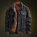 Unisex denim jacket wind resistant with soft interior lining in light blue dark blue and black