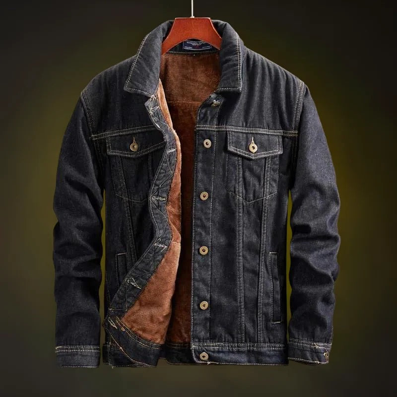 Unisex denim jacket wind resistant with soft interior lining in light blue dark blue and black