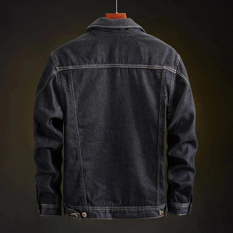 Unisex denim jacket wind resistant with soft interior lining in light blue dark blue and black