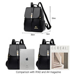 Women vegan leather backpack minimalist design with gold-tone hardware