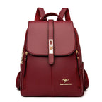 Women vegan leather backpack minimalist design with gold-tone hardware