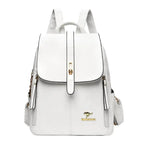 Women vegan leather backpack minimalist design with gold-tone hardware