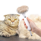Automatic cleaning cat grooming brush with self-cleaning one-touch button and stainless steel bristles