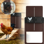 Automatic chicken coop door system solar battery powered brown green red
