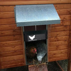 Automatic chicken coop door with light sensor weatherproof design in brown