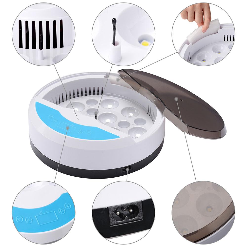 Automatic LED egg incubator with digital temperature control and built-in candler
