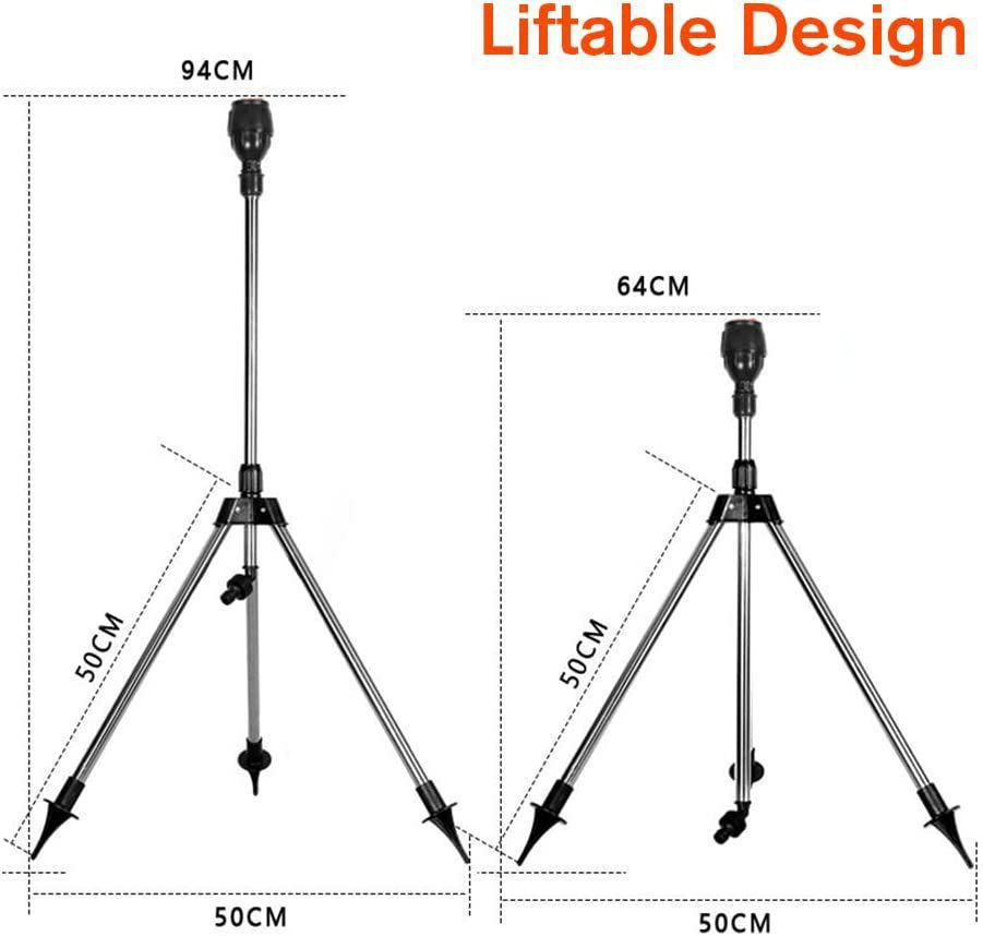 Automatic rotating garden sprinkler with adjustable tripod for lawn and garden watering