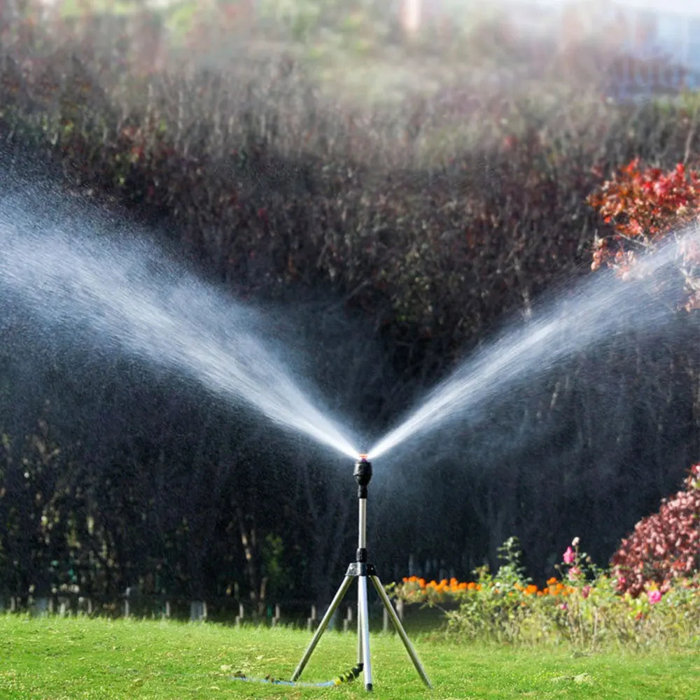 Automatic rotating garden sprinkler with adjustable tripod for lawn and garden watering
