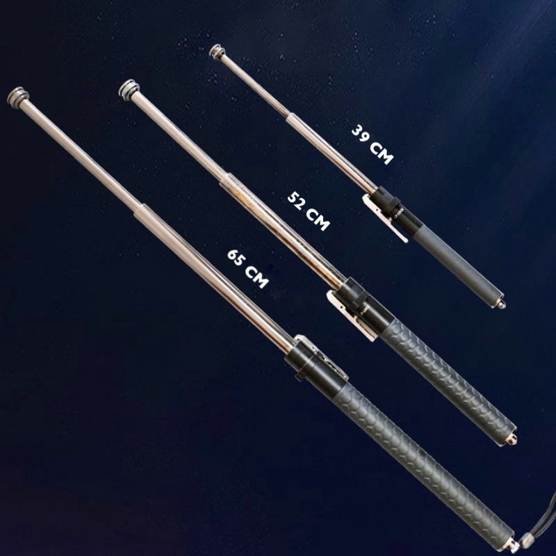 Self-defense walking stick with anti-slip grip and one-click mechanism, alloy urban safety