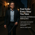 Self-defense walking stick with anti-slip grip and one-click mechanism, alloy urban safety