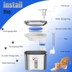 Stainless steel cat water fountain 73oz with triple filtration and quiet pump