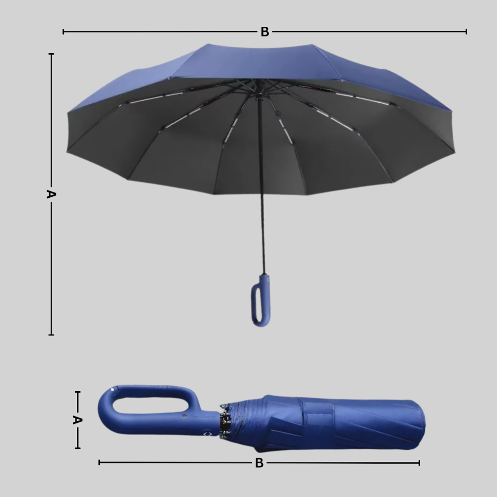 Auto lock folding umbrella wind resistant with hook handle 105 cm canopy