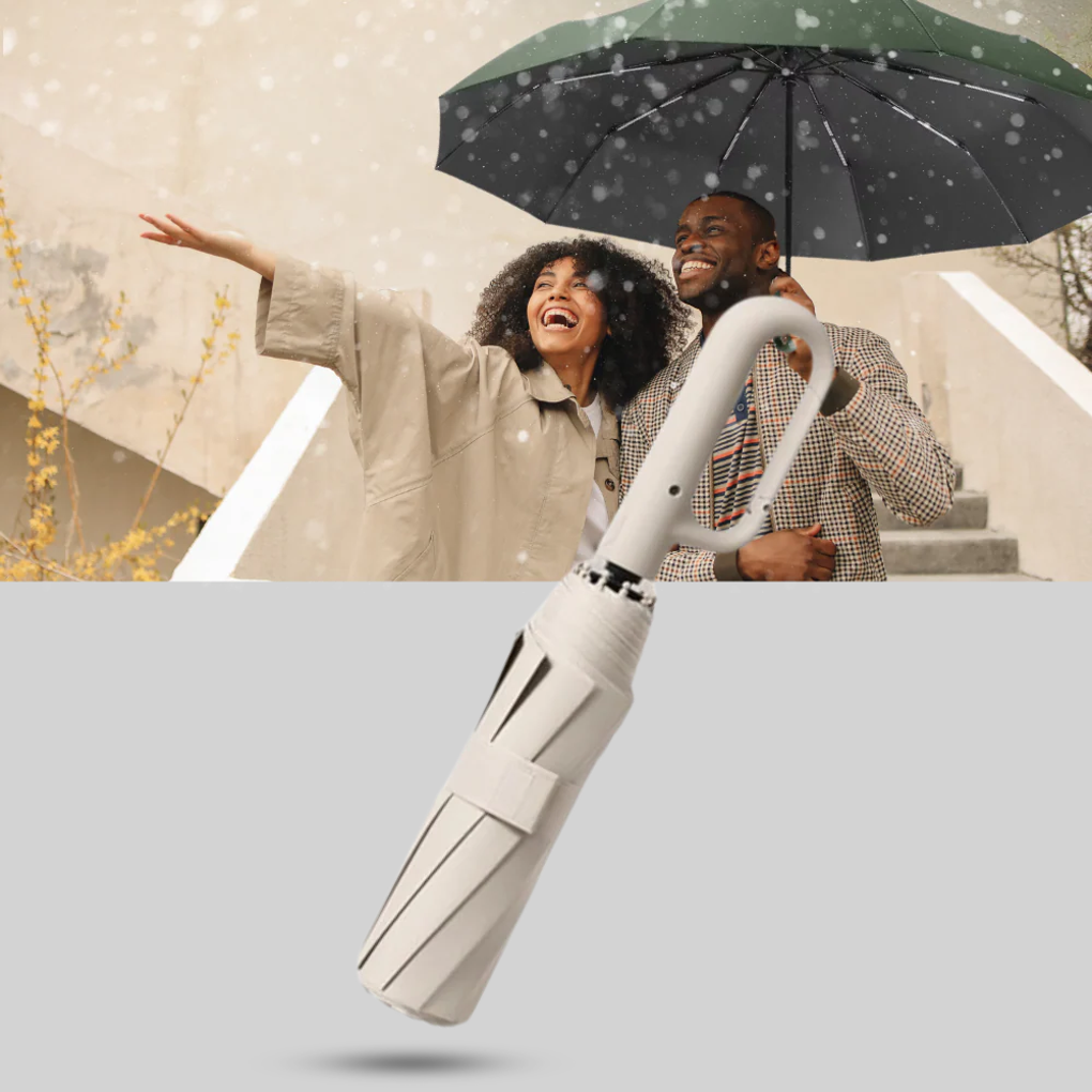 Auto lock folding umbrella wind resistant with hook handle 105 cm canopy