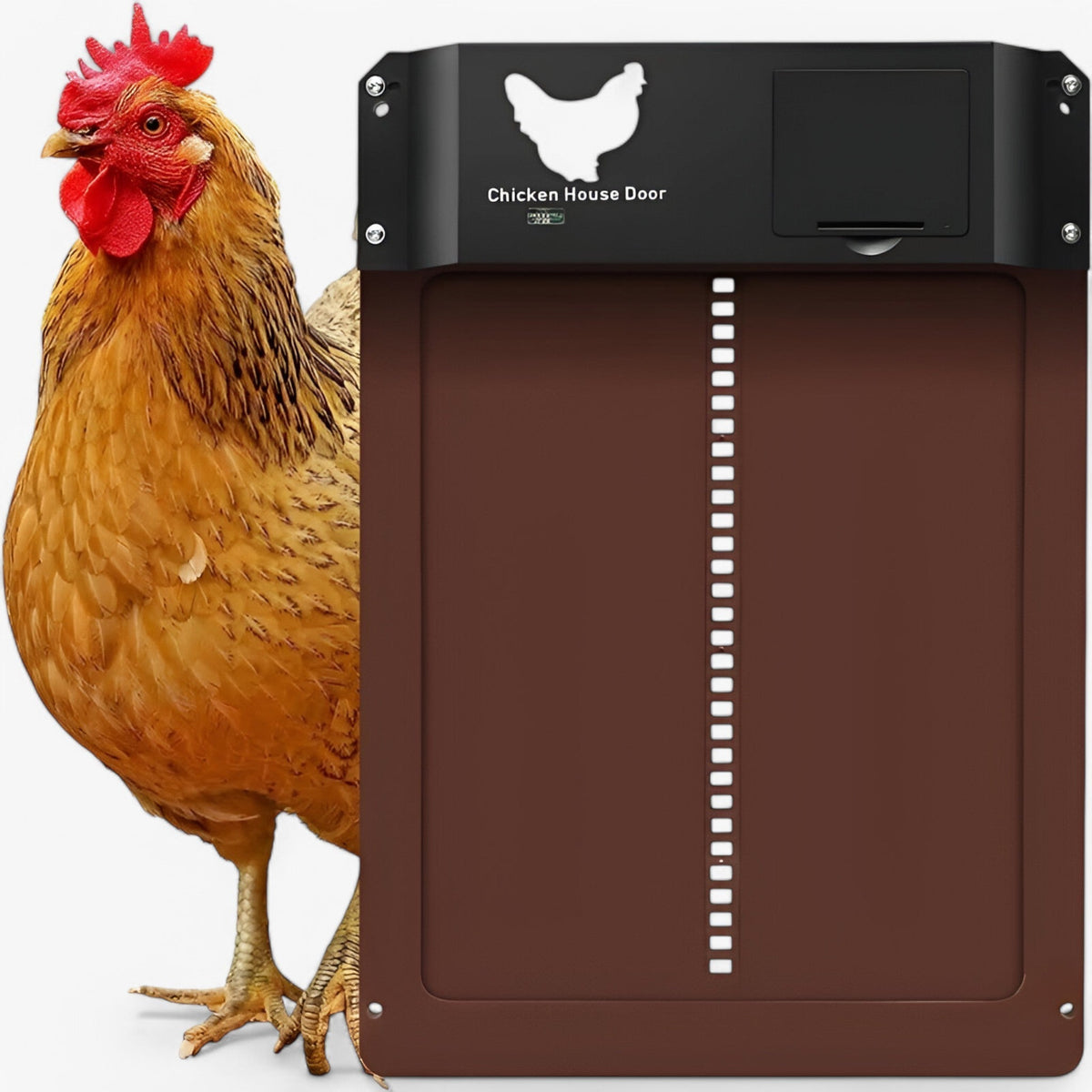 Automatic chicken coop door opener with light sensor battery powered weatherproof
