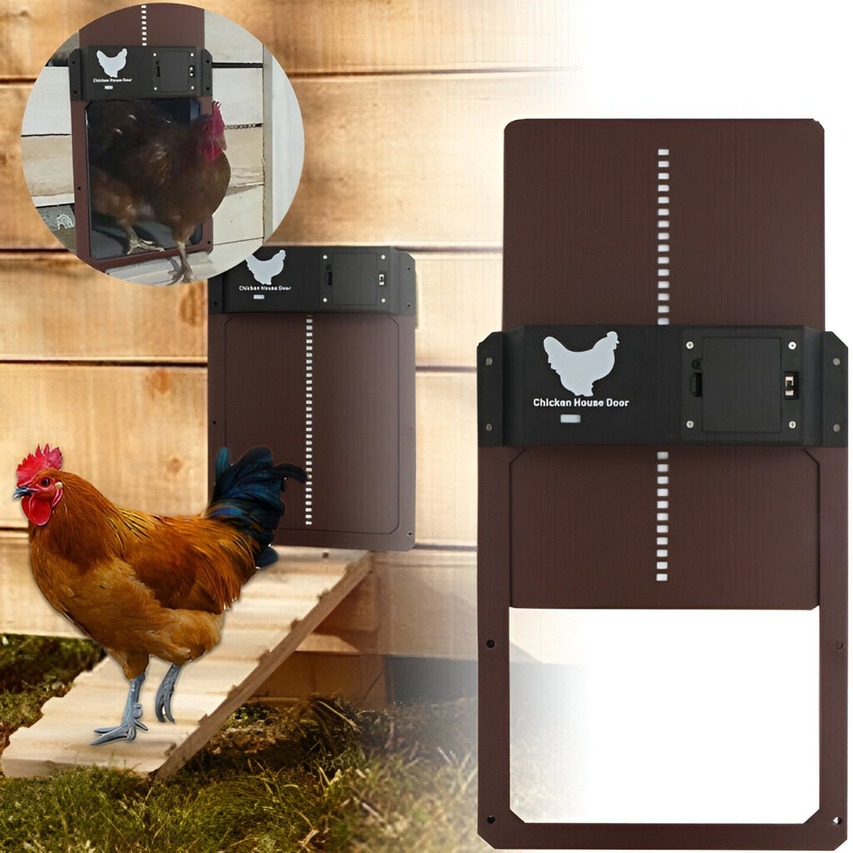 Automatic chicken coop door opener with light sensor battery powered weatherproof
