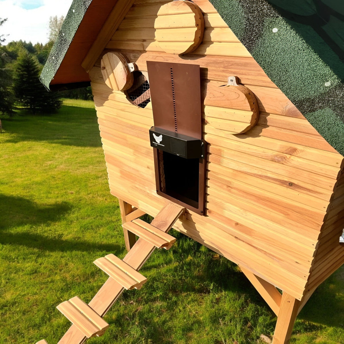 Automatic chicken coop door opener with light sensor battery powered weatherproof