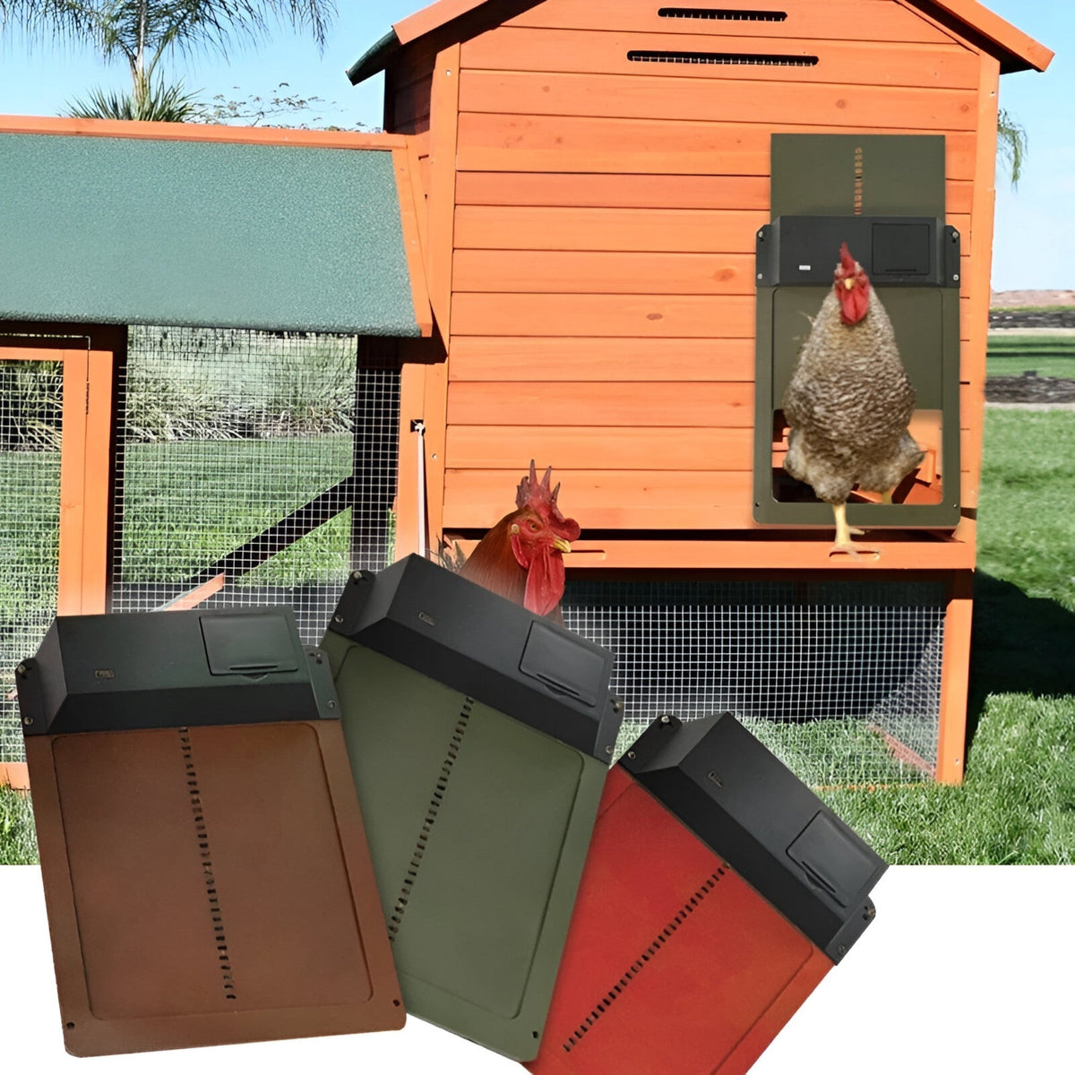 Automatic chicken coop door opener with light sensor battery powered weatherproof
