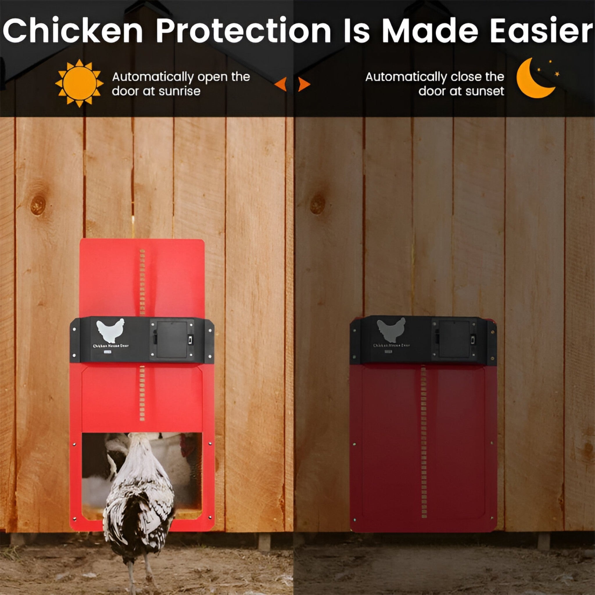Automatic chicken coop door opener with light sensor battery powered weatherproof